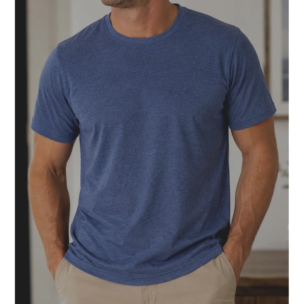 Tasso Elba Supima Men Large Dark Blue Shirt Short Sleeve Pull Over Comfort